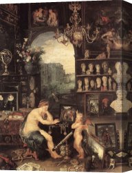 Sense Canvas Paintings - The Sense of Sight [detail 1] by Jan the elder Brueghel